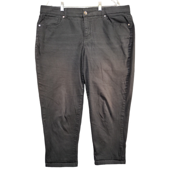 Terra & Sky Women's Cropped Skinny Leg Jeans Black Plus Size 18W 5-Pocket - Picture 1 of 10